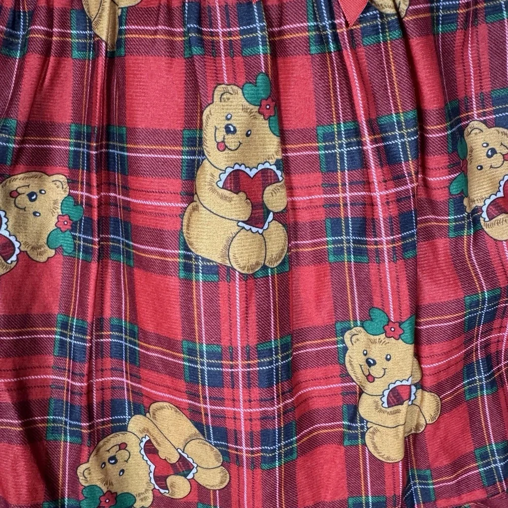 Vintage 80s Candlesticks Girls Size 6 Christmas Pajamas NWT Teddy Bear Plaid USA